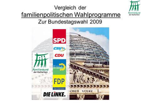 Vergleich der familienpolitischen Wahlprogramme Zur Bundestagswahl 2009.
