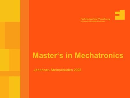 Master‘s in Mechatronics