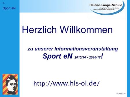zu unserer Informationsveranstaltung Sport eN 2015/ /17!