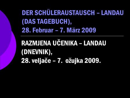 RAZMJENA UČENIKA – LANDAU (DNEVNIK), 28. veljače – 7. ožujka 2009.