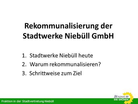 Rekommunalisierung der Stadtwerke Niebüll GmbH