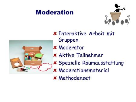 Moderation Interaktive Arbeit mit Gruppen Moderator Aktive Teilnehmer