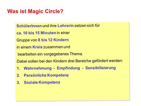 Was ist Magic Circle? SchülerInnen und ihre Lehrerin setzen sich für