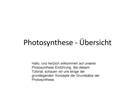 Photosynthese - Übersicht