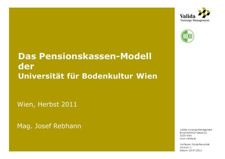 Das Pensionskassen-Modell der Universität für Bodenkultur Wien