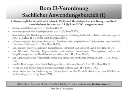 Rom II-Verordnung Sachlicher Anwendungsbereich (1)