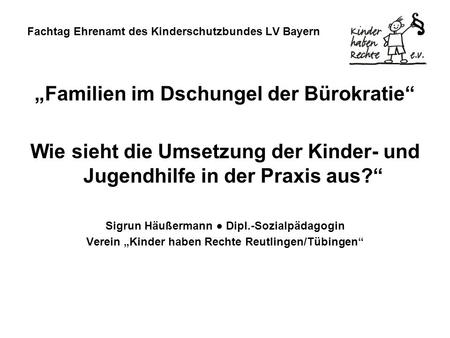 Fachtag Ehrenamt des Kinderschutzbundes LV Bayern