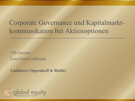 Corporate Governance und Kapitalmarkt-kommunikation bei Aktienoptionen