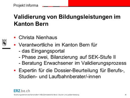 Validierung von Bildungsleistungen im Kanton Bern