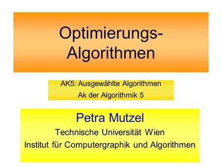 Optimierungs- Algorithmen