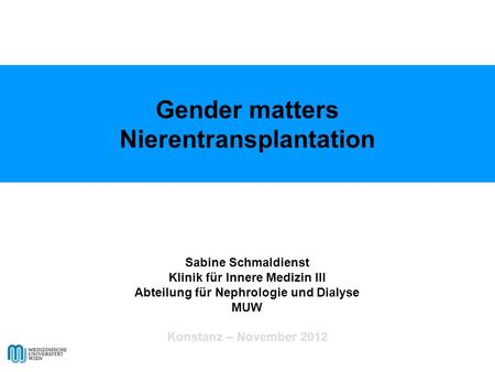 Gender matters Nierentransplantation