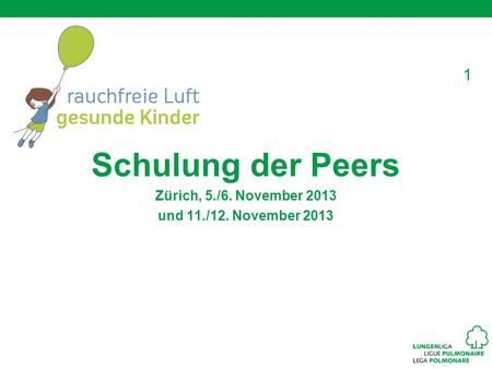1 Schulung der Peers Zürich, 5./6. November 2013 und 11./12. November 2013.