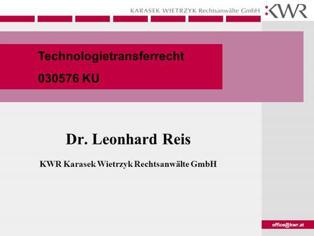 Dr. Leonhard Reis KWR Karasek Wietrzyk Rechtsanwälte GmbH