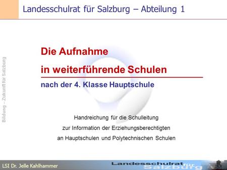 Landesschulrat für Salzburg – Abteilung 1