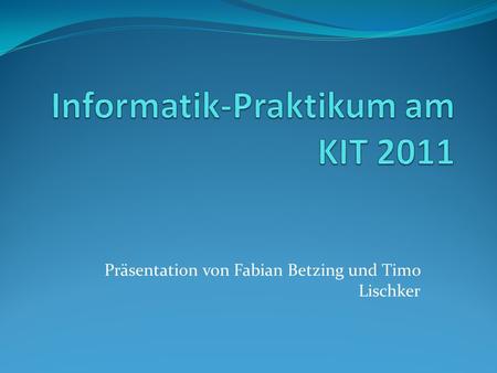 Informatik-Praktikum am KIT 2011