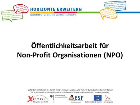 Öffentlichkeitsarbeit für Non-Profit Organisationen (NPO)