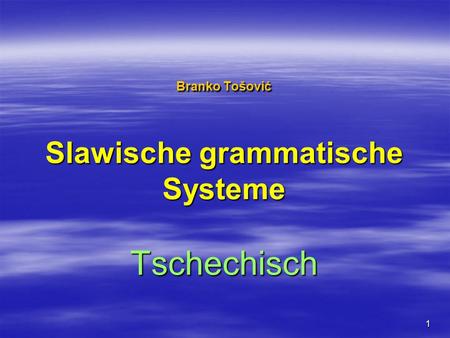 Branko Tošović Slawische grammatische Systeme Tschechisch