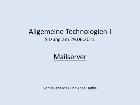 Allgemeine Technologien I Sitzung am Mailserver