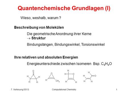 Quantenchemische Grundlagen (I)
