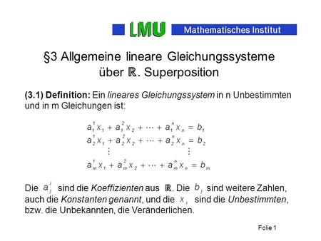 §3 Allgemeine lineare Gleichungssysteme