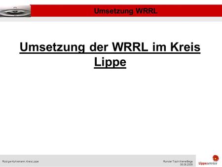 Umsetzung der WRRL im Kreis Lippe