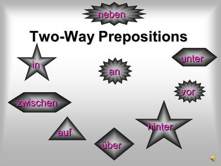Neben Two-Way Prepositions unter in an vor zwischen hinter auf über.