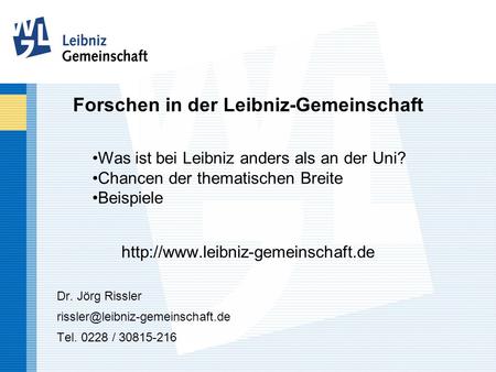 Forschen in der Leibniz-Gemeinschaft