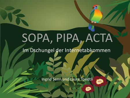 SOPA, PIPA, ACTA Im Dschungel der Internetabkommen Ingrid Senn und Laura Toedtli.