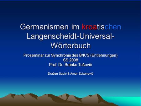 Germanismen im kroatischen Langenscheidt-Universal-Wörterbuch