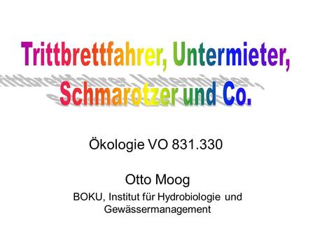 Otto Moog BOKU, Institut für Hydrobiologie und Gewässermanagement