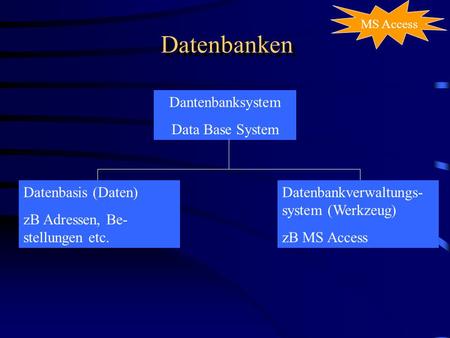 Datenbanken Dantenbanksystem Data Base System Datenbasis (Daten)