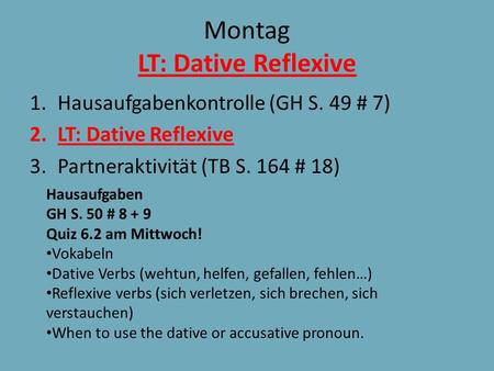 Montag LT: Dative Reflexive