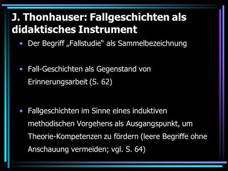 J. Thonhauser: Fallgeschichten als didaktisches Instrument
