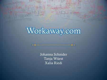 Johanna Schnider Tanja Wüest Xalia Riedi. Erklärung Wie funktioniert workaway Zahlen & Fakten Vorteile / Nachteile Quellen Fragen.