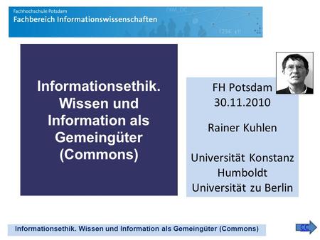 Informationsethik. Wissen und Information als Gemeingüter (Commons)
