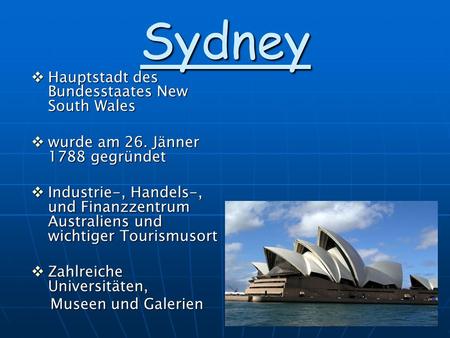 Sydney Hauptstadt des Bundesstaates New South Wales