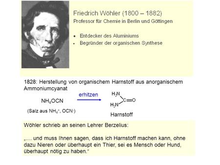 Wöhler schrieb an seinen Lehrer Berzelius: