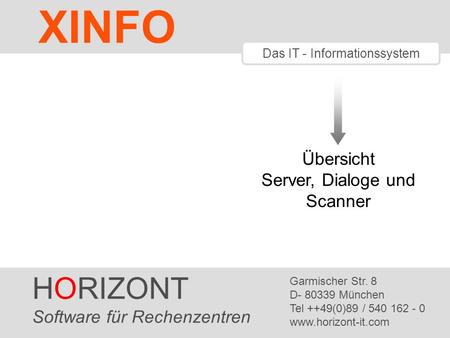 XINFO HORIZONT Übersicht Server, Dialoge und Scanner