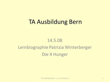 Lernbiographie Patrizia Winterberger Die 4 Hunger