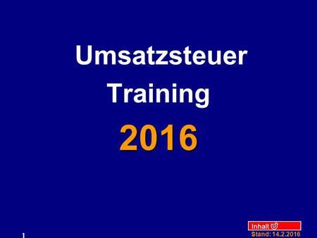 Umsatzsteuer Training 2016