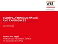 EUROPEAN MINIMUM WAGES AND EXPERIENCES Poverty and Wages Friedrich-Ebert-Foundation, ČMKOS 10. November 2015, Prag Marc Amlinger.