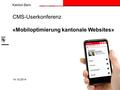 Kanton Bern CMS-Userkonferenz «Mobiloptimierung kantonale Websites» 14.10.2014 Finanzdirektion.