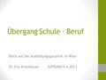 Übergang Schule – Beruf Blick auf die Ausbildungsgarantie in Wien Dr. Eva Krennbauer EdTRANS 9.4.2013.