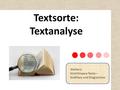 Textsorte: Textanalyse