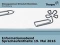 Informationsabend Sprachaufenthalte 19. Mai 2016.