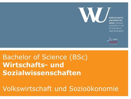 Bachelor of Science (BSc) Wirtschafts- und Sozialwissenschaften Volkswirtschaft und Sozioökonomie.