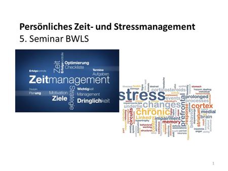 1 Persönliches Zeit- und Stressmanagement 5. Seminar BWLS.