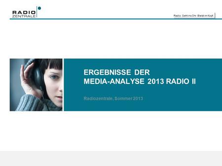 Radio. Geht ins Ohr. Bleibt im Kopf. ERGEBNISSE DER MEDIA-ANALYSE 2013 RADIO II Radiozentrale, Sommer 2013.