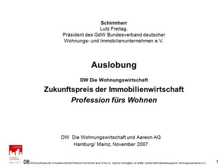 08 DW Zukunftspreis der Immobilienwirtschaft Profession fürs Wohnen   BBU Verband Berlin-Brandenburgischer Wohnungsunternehmen e.V. 08 DW Zukunftspreis.