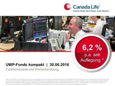 UWP-Fonds kompakt | Funktionsweise und Wertentwicklung 6,2 % p.a. seit Auflegung * *Stand , nach Abzug der Fondsverwaltungsgebühren.